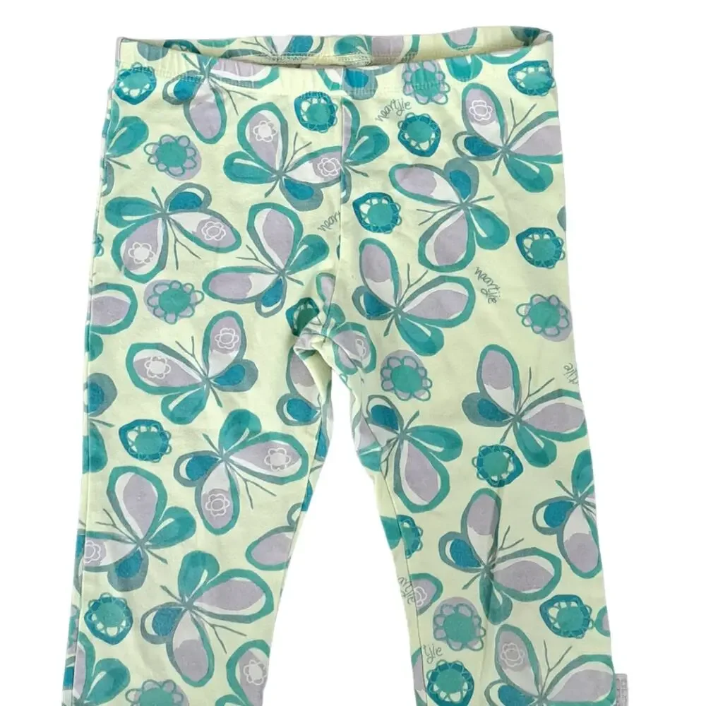 Naartjie Yellow And Green Butterflies Leggings Girl's Size 7 Years